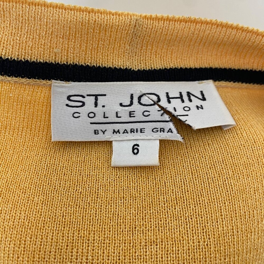 St. John Cardigan Sweater Jacket w/ Chain Yellow - Picture 7 of 13